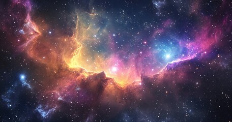 Poster - Vivid and colorful cosmic nebula showcasing the breathtaking beauty of the universe : Generative AI