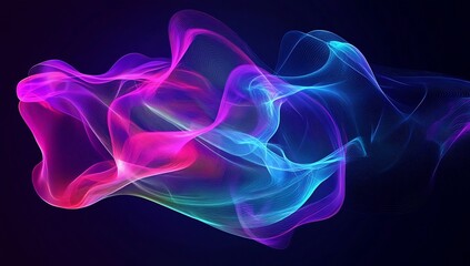 Poster - Colorful abstract wave patterns with luminous flowing curves in vibrant hues : Generative AI