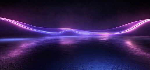 Leinwandbilder - Futuristic and Ethereal Landscape with Smooth Light Waves and Reflections : Generative AI