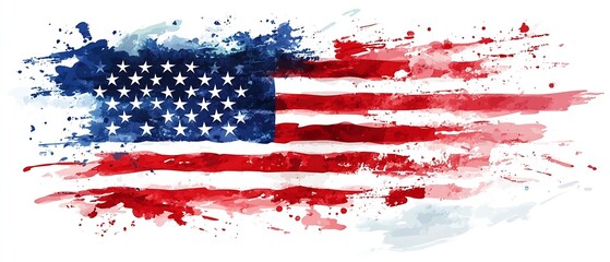 Aufkleber - Dynamic watercolor interpretation of the United States flag featuring bold red and blue hues with artistic flair : Generative AI