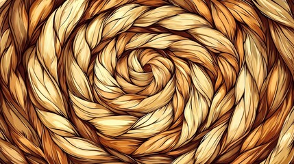 Wall Mural - detailed minimal drawing of a woven jute rug in flat lay style with intricate patterns