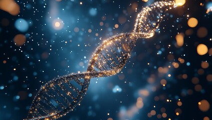 Poster - Beautiful Twisted DNA Strand in a Shimmering Blue Environment : Generative AI
