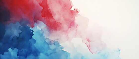 Poster - Subtle interplay of red and blue watercolor washes create an elegant backdrop for designs : Generative AI