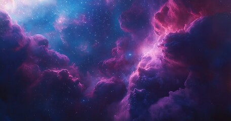 Poster - Stunning cosmic clouds filled with vibrant colors of pink and blue in the depths of space : Generative AI