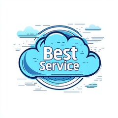 Wall Mural - Light Blue Cloud Badge Featuring Text 