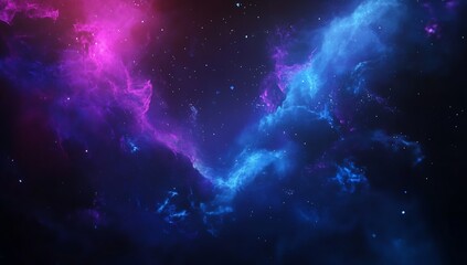 Poster - Cosmic Nebula with Stunning Shades of Blue and Pink in Starry Space : Generative AI