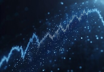 Poster - Zoomed View of a Digital Landscape Featuring Rising Data Trends in Blue Tones : Generative AI