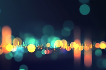 Leinwandbilder - Vibrant abstract sound wave design with bright bokeh lights creating a mesmerizing visual effect : Generative AI