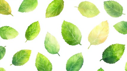 Wall Mural - delicate leaf patterns in watercolor style illustrating natural beauty on a flat surface for artisti