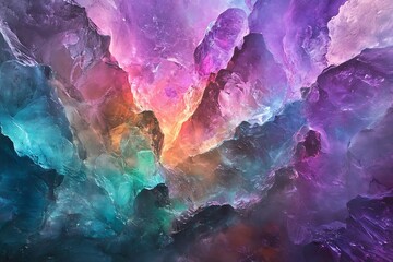 Aufkleber - Captivating close-up of colorful crystalline formations showcasing vibrant hues and textures : Generative AI