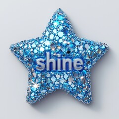 Wall Mural - bright blue star with sparkling silver accents and text shine perfect for celebrations and decorativ