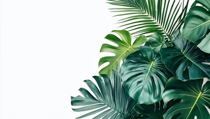 Aufkleber - Lush Green Tropical Leaves Creating a Vibrant Natural Background for Design and Decor : Generative AI