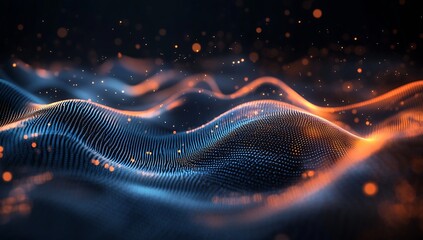 Leinwandbilder - Captivating undulating waves with glowing elements forming a rich texture in contemporary design : Generative AI