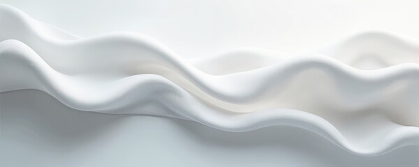 Fototapete - Abstract white wavy textures flow across frame, giving a calm feel. Modern smooth elegant design with softness, curves and rippled fluid motion. Minimal clean background wallpaper.