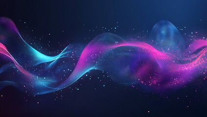Aufkleber - Mesmerizing waves of colorful light blending blue and pink hues against a dark backdrop : Generative AI