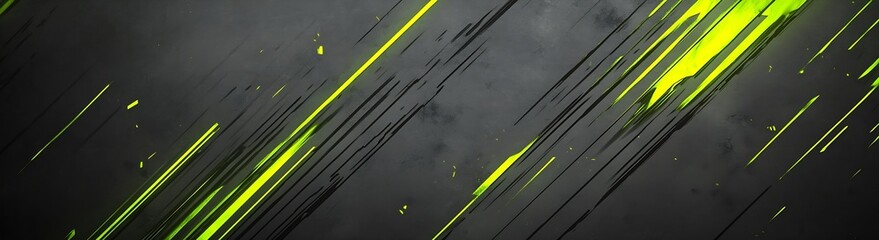 Fototapete - Abstract energy background with vivid green streaks against a deep black canvas : Generative AI