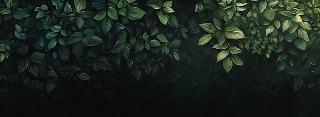 Leinwandbilder - Dark Green Leafy Background Exhibit Depth and Variation in Natural Textures : Generative AI