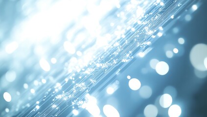 Fototapete - Futuristic abstract circuit board illuminated by soft blue lights and ethereal bokeh textures : Generative AI