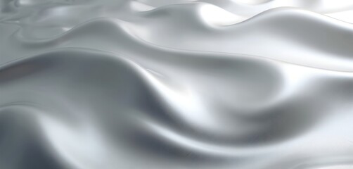 Poster - Elegant silver metallic background with fluid wave pattern. Reflective aluminum texture with light, shadow gradients. Modern luxury graphic design material with subtle curves, shine, gloss. Great for