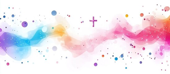 Poster - Colorful abstract design featuring soft gradients and a cross symbol representing spirituality and creativity : Generative AI