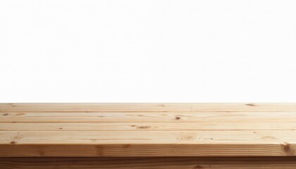 Aufkleber - Light wooden table top with natural pattern, texture on white background. Empty desk template mock-up, horizontal surface for product presentation food photography, flat lay composition with blank