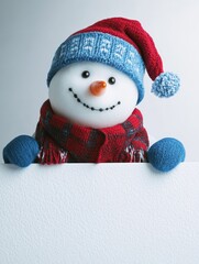 Wall Mural - Snowman with Red and Blue Hat