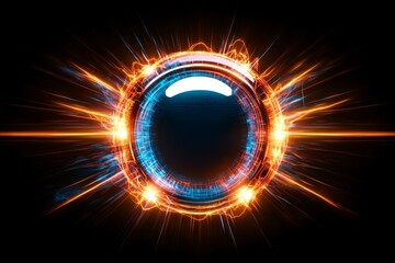 Wall Mural - an intriguing and captivating circular element featuring vibrant shades of orange and blue glows bea