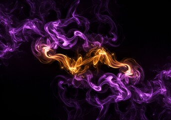 Wall Mural - abstract purple and gold smoke design - swirling purple and gold smoke creates a vibrant abstract de