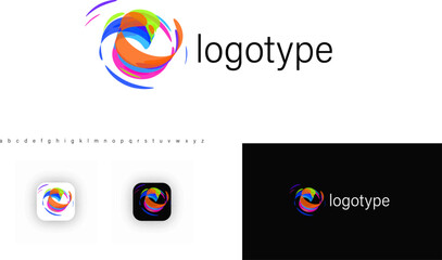 Aufkleber - Colorful swirling abstract logo conveying movement, energy, innovation. Represents creativity, technology. Symbol for startups, digital platforms, marketing, creative industries. Vibrant vector logo