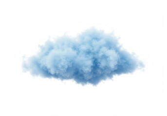 Wall Mural - fluffy blue cloud on white background - serene, light, airy, dreamy, peaceful. a single, soft blue c