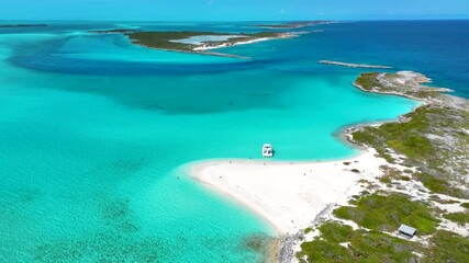 Wall Mural - aerial view of the beautiful beaches in exuma islands, bahamas, caribbean, with clear, turquoise oce