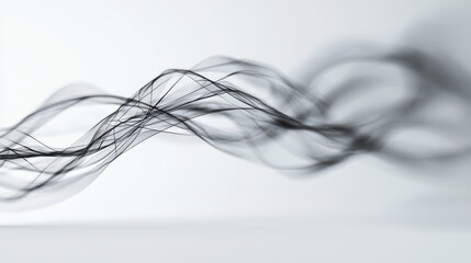 Wall Mural - Abstract black lines create flowing wave pattern on light background, evoking motion and fluidity
