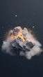 © Ari - The exploding rocky debris with fire and smoke particles