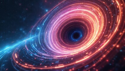 Fototapete - Swirling vortex of space-time with light trails stretches into infinity of black hole. Cosmic spiral of energy, gravity. Universe galaxy warp, physics star nebula, sci-fi event horizon, astrophysics