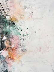 Aufkleber - Mixed media background showcasing watercolor splashes, pencil sketches, and digital textures reflecting an artistic aesthetic and golden ratio harmony