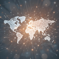 world map overlaid with interconnected lines symbolizing globalization