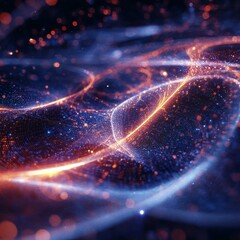 Poster - Abstract Data Flow: Digital Network with Glowing Particles and Interconnected Lines 