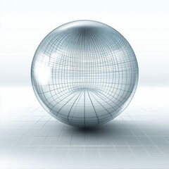 Poster - Abstract Sphere with Grid Pattern on Tiled Floor - Modern Technology and Design Representation