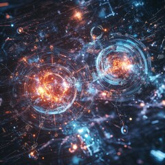 Poster - Complex Network: Abstract Visualization of Data Flow and Interconnectivity with Glowing Nodes