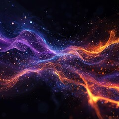 Aufkleber - Cosmic Dance: Luminous Energy Waves Flowing Through a Dark Universe, Sparks of Light Illuminate the Infinite Void