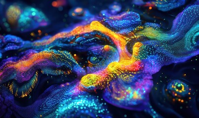 Wall Mural - vibrant neural network pathways glowing in dynamic colors, representing the evolution of artificial 