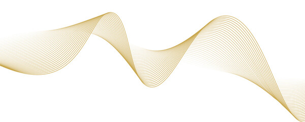 abstract wavy gold lines on transparent background