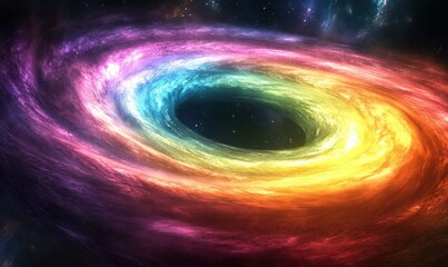 Wall Mural - surreal glowing rainbow swirling into a vortex, vibrant colors blending seamlessly against a cosmic 