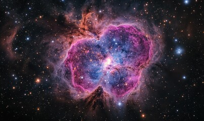 Wall Mural - vibrant galactic nebula with swirling pink, purple, and blue gases, glowing stars scattered througho