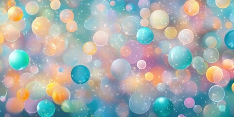 Wall Mural - abstract bubbles: a vibrant and playful display of multicolored bubbles, shimmering and floating in 