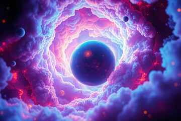 Wall Mural - wonder and exploration, portraying an imaginative depiction of an alien space environment. the brigh