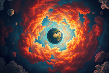 Wall Mural - wonder and exploration, portraying an imaginative depiction of an alien space environment. the brigh