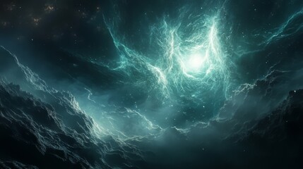 Wall Mural - a beautiful and serene space with a bright light in the center. the light is surrounded by a dark bl