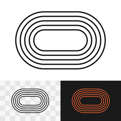 stadium rounded square black line simple icon with running lines. oval race track top view simple sy