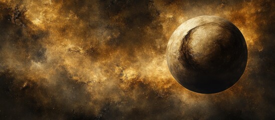 Wall Mural - Gold Nebula Planet Space Background